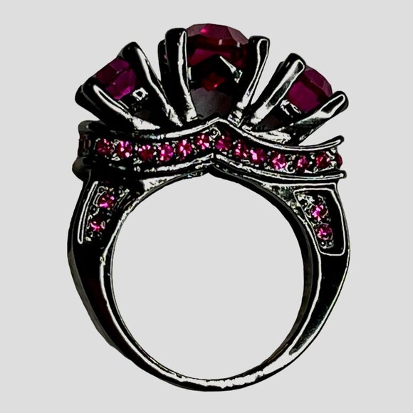 Black ring women multi stone weeding engagement ring - Picture 4 of 7